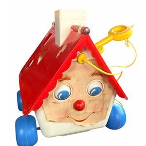 Vintage Fisher-Price Goldilocks and the 3 Bears Play House Pull Toy 1967